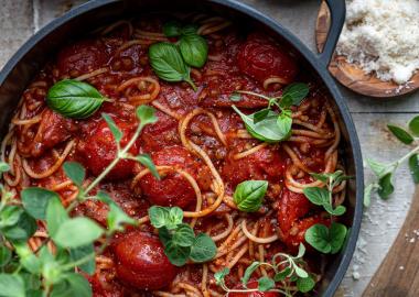 Vegetarische pasta bolognese linzen