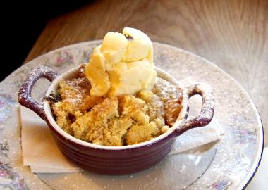 Karamel crumble met appels